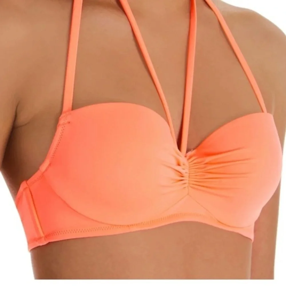 Smart Sexy Neon Coral Bikini Top Sz 36 DDD NWT